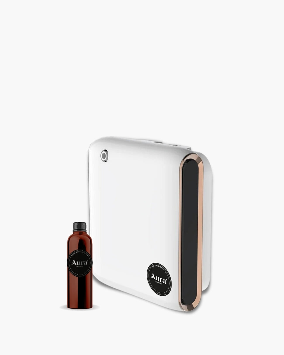 Difusor profesional Aquila Aura by Simplifik para aromatización de espacios con control desde app móvil