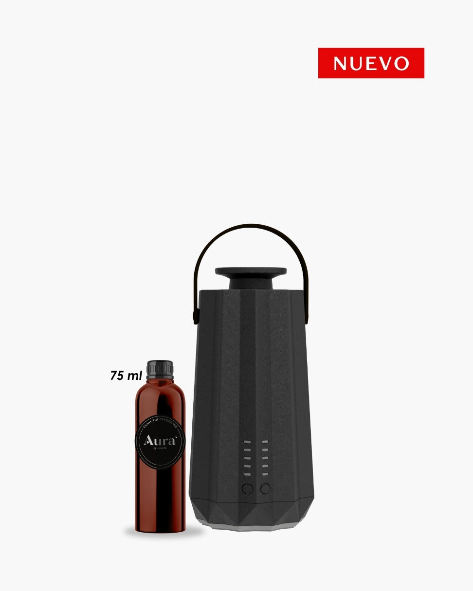Difusor portátil Cometa Aura by Simplifik recargable para aromatización de ambientes con control desde app móvil black