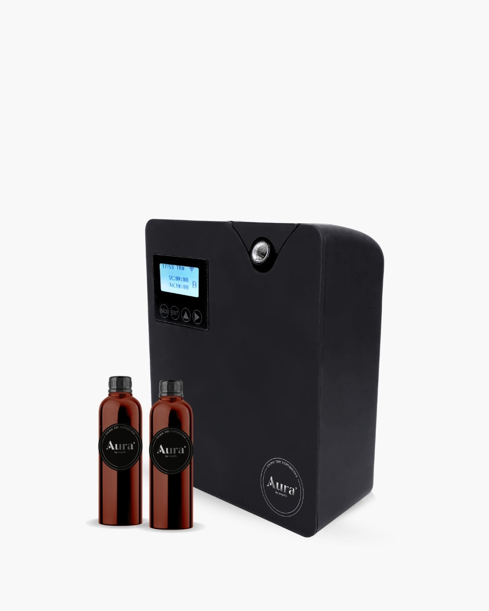 Difusor profesional Lyra Aura by Simplifik para aromatización de ambientes con control desde app móvil black
