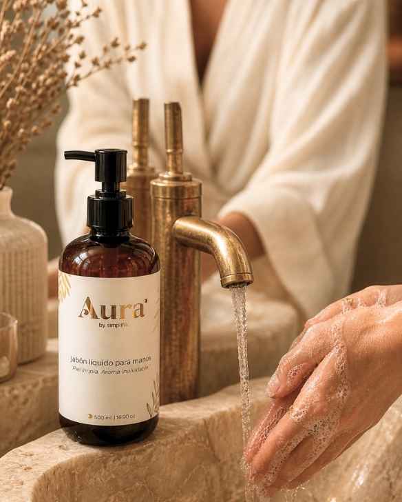 Jabón para manos con aroma en baño 